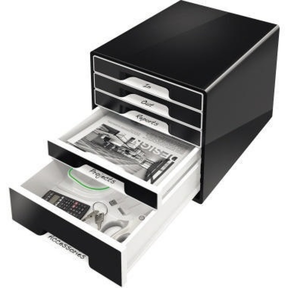 Produktabbildung: Leitz Schubladenbox CUBE 52531095 5Schubfächer schwarz