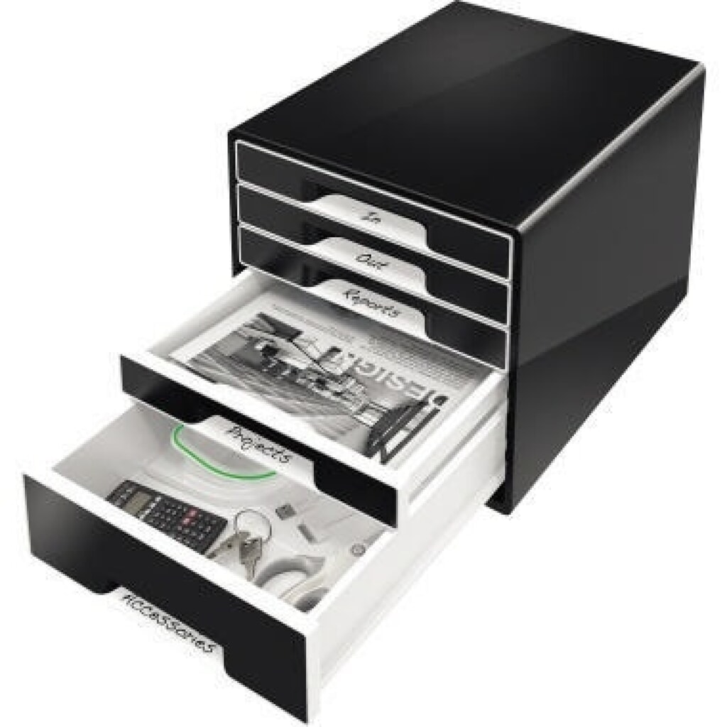 Produktabbildung: Leitz Schubladenbox CUBE 52531095 5Schubfächer schwarz