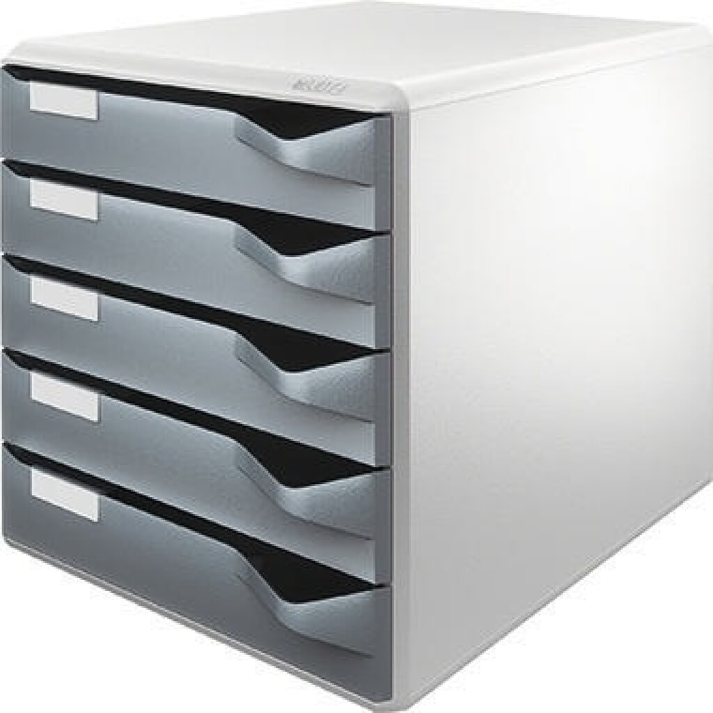 Produktabbildung: Leitz Schubladenbox 52800089 DIN A4 5Schubfächer lichtgr/d.gr