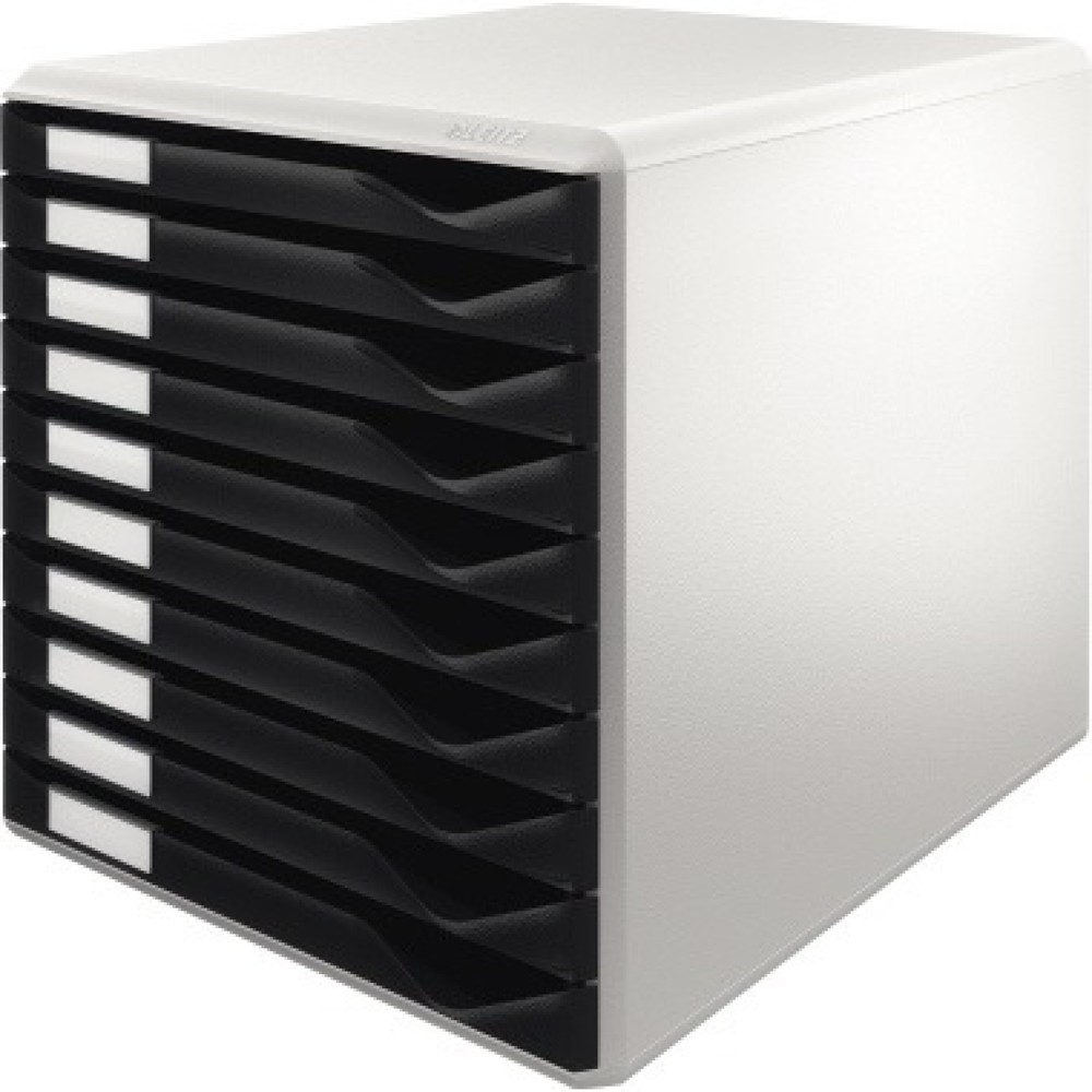 Produktabbildung: Leitz Schubladenbox 52810095 DIN A4 10Schubfächer lichtgr/sw