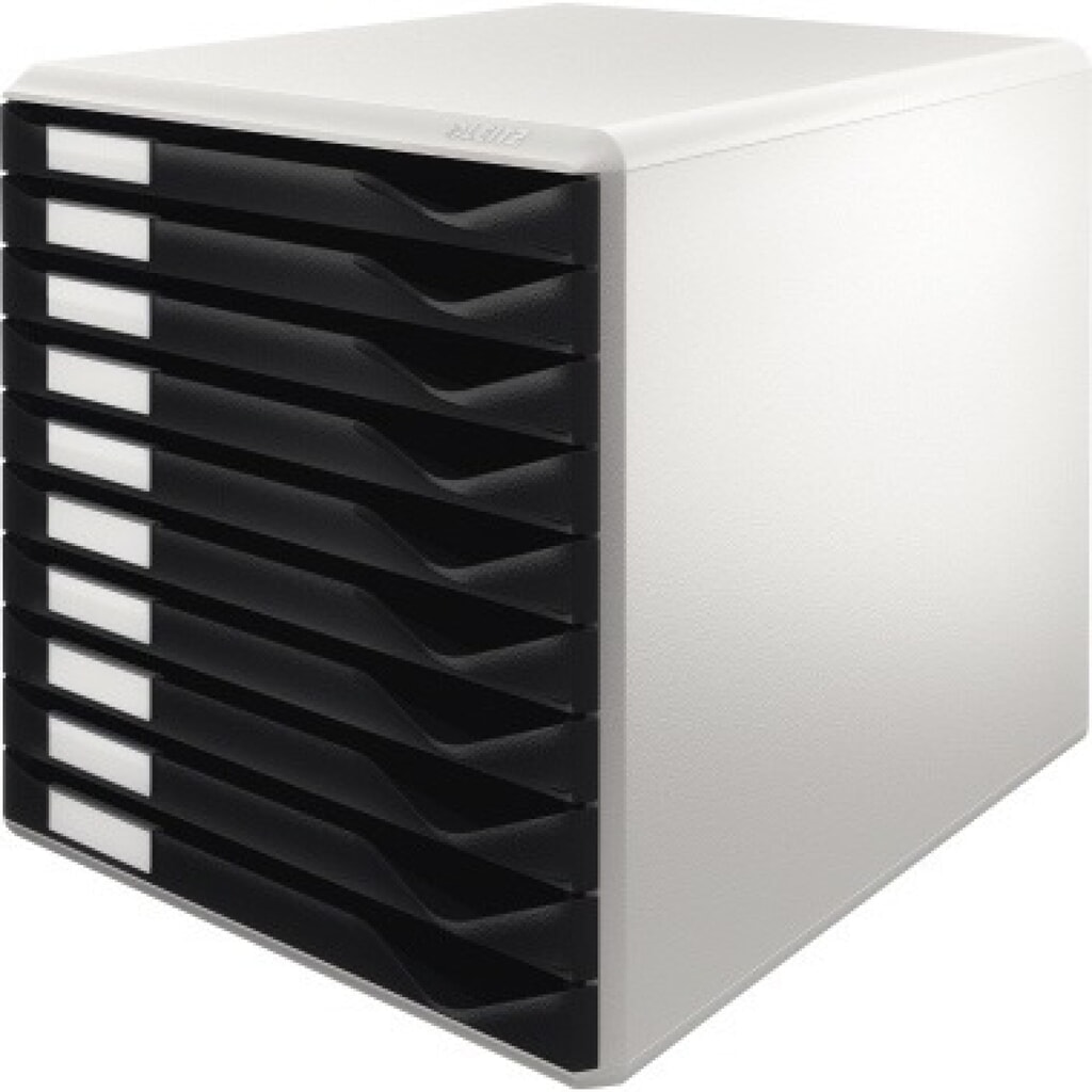 Leitz Schubladenbox 52810095 DIN A4 10Schubfächer lichtgr/sw Produktabbildung: Leitz Schubladenbox 52810095 DIN A4 10Schubfächer lichtgr/sw