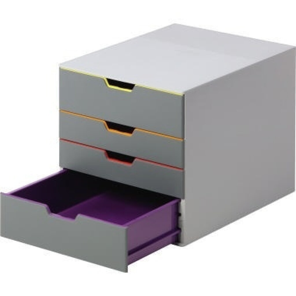 DURABLE Schubladenbox VARICOLOR 4 760427 4Schubfächer grau/farbig Produktabbildung: DURABLE Schubladenbox VARICOLOR 4 760427 4Schubfächer grau/farbig