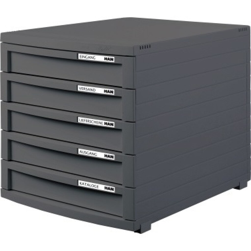HAN Schubladenbox CONTUR 1505-191 DIN A4/B4/C4 5Schübe geschl dgr/dgr Produktabbildung: HAN Schubladenbox CONTUR 1505-191 DIN A4/B4/C4 5Schübe geschl dgr/dgr