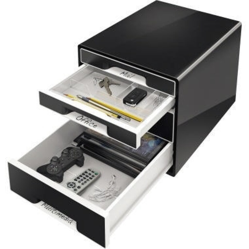 Leitz Schubladenbox CUBE 52521095 4Schubfächer schwarz Produktabbildung: Leitz Schubladenbox CUBE 52521095 4Schubfächer schwarz