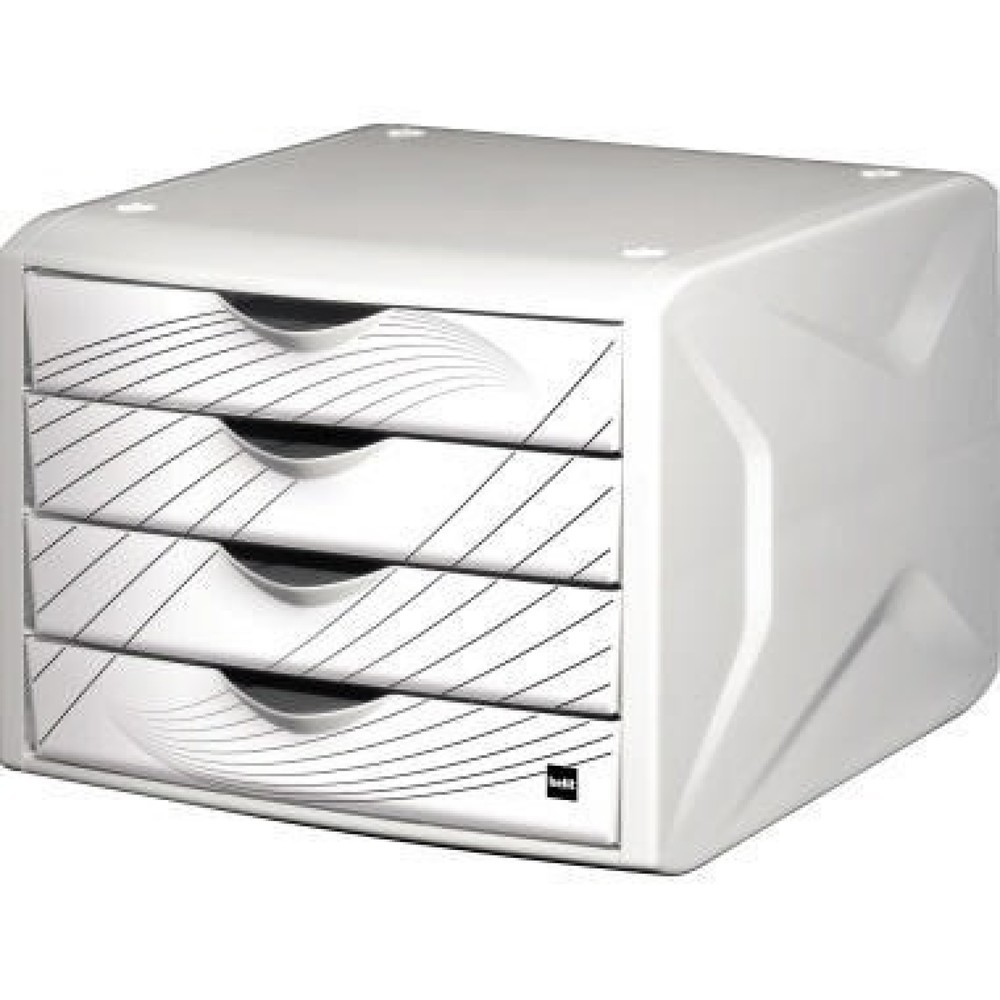 Produktabbildung: helit Schubladenbox Chameleon H6129505 4Schübe A4/C4 white queen