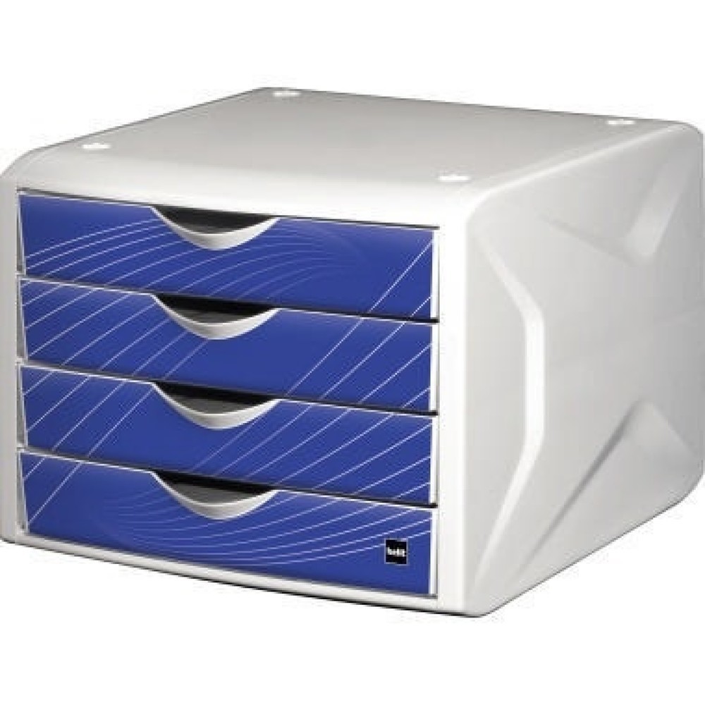 Produktabbildung: helit Schubladenbox Chameleon H6129534 4Schübe A4/C4 blue knight
