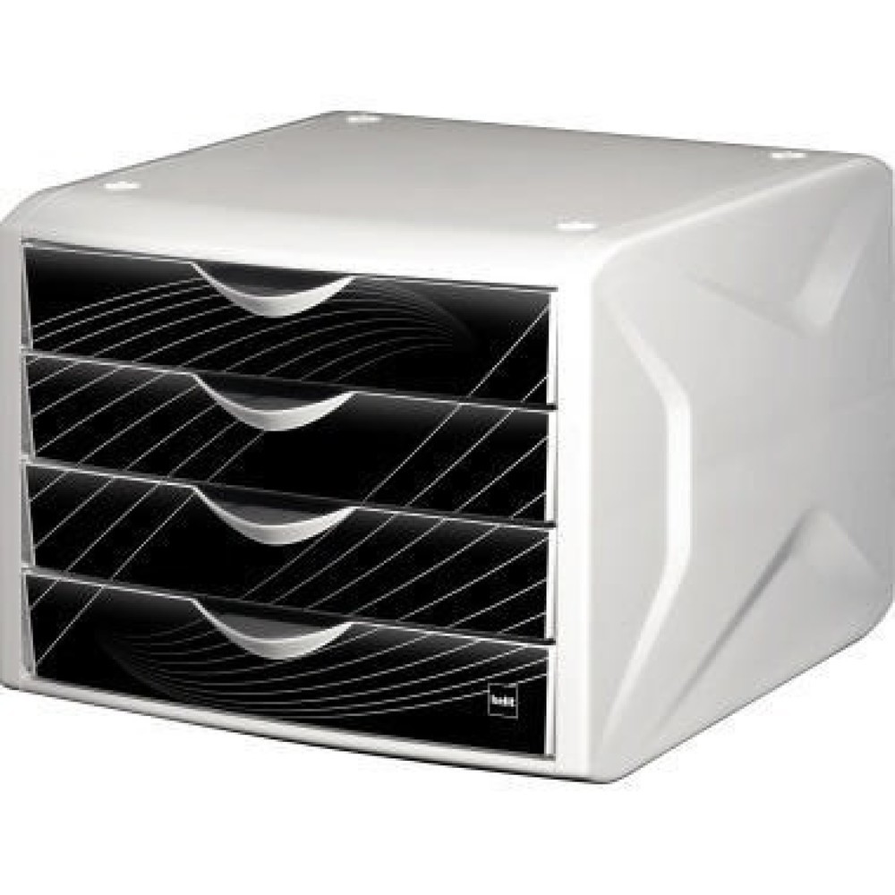 Produktabbildung: helit Schubladenbox Chameleon H6129595 4Schübe A4/C4 black king