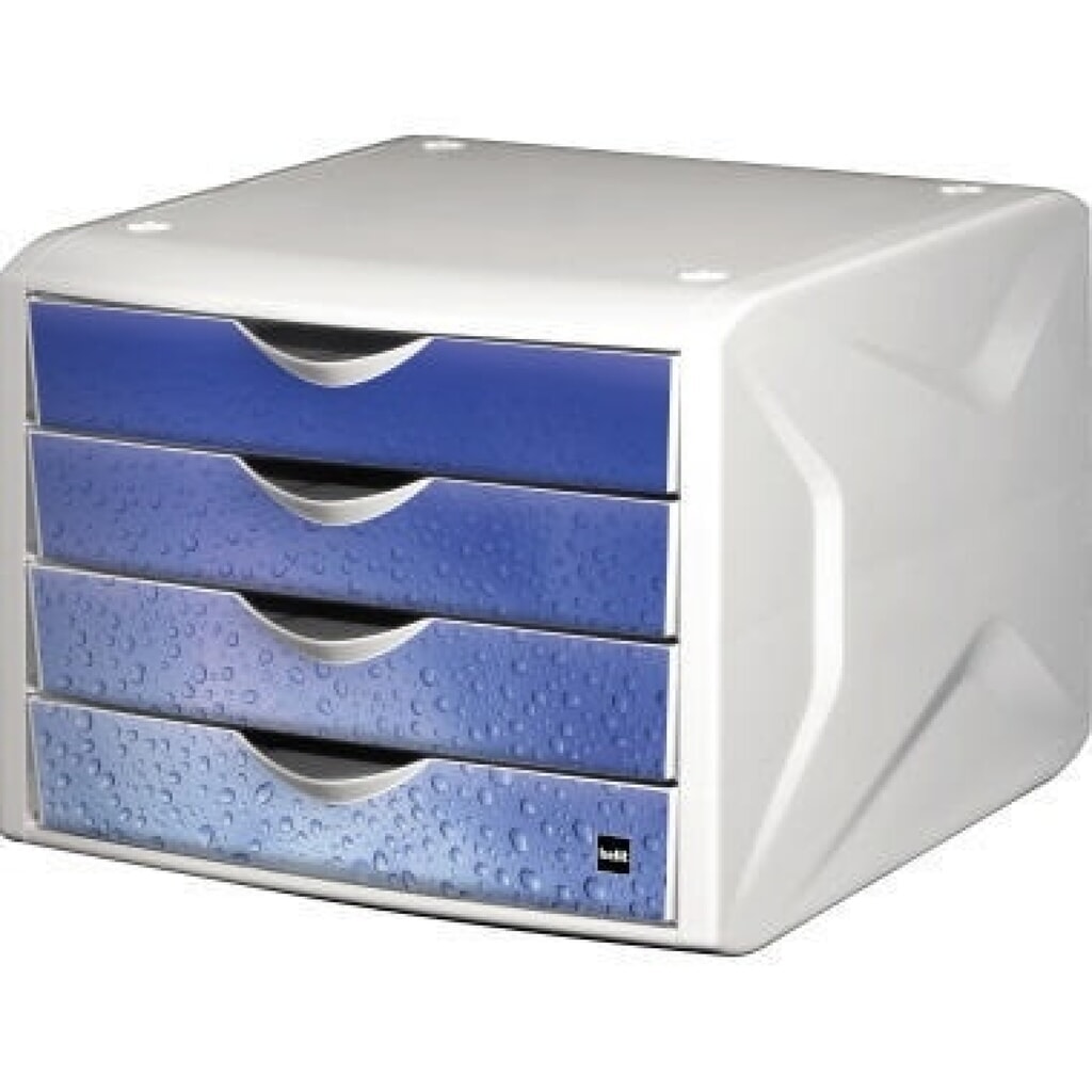helit Schubladenbox Chameleon H6129634 4Schübe A4/C4 cool water Produktabbildung: helit Schubladenbox Chameleon H6129634 4Schübe A4/C4 cool water