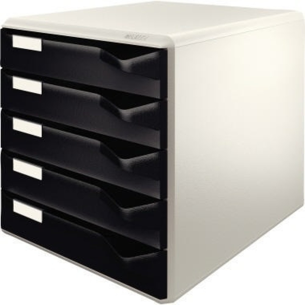 Produktabbildung: Leitz Schubladenbox 52800095 DIN A4 5Schubfächer lichtgr/sw