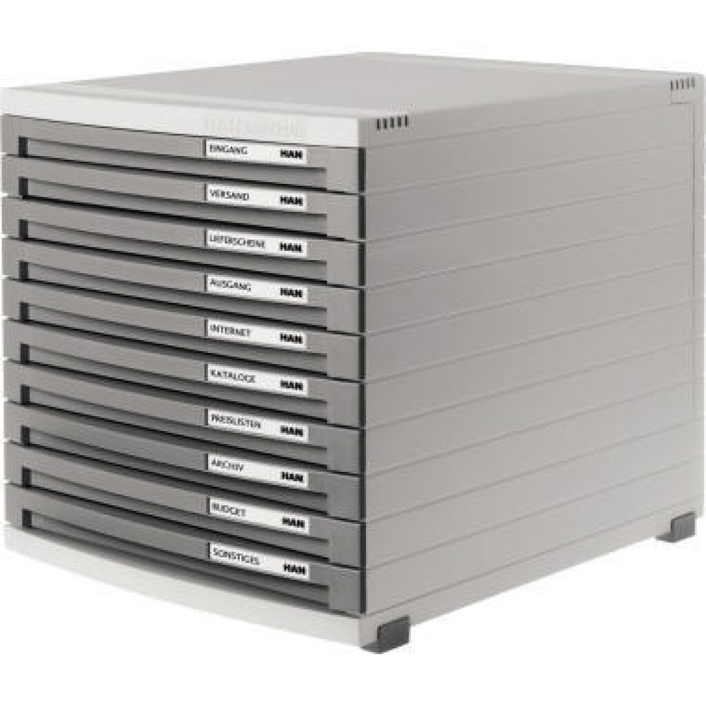 HAN Schubladenbox CONTUR 1510-19 DIN B4 10Schubfächer dunkelgrau Produktabbildung: HAN Schubladenbox CONTUR 1510-19 DIN B4 10Schubfächer dunkelgrau