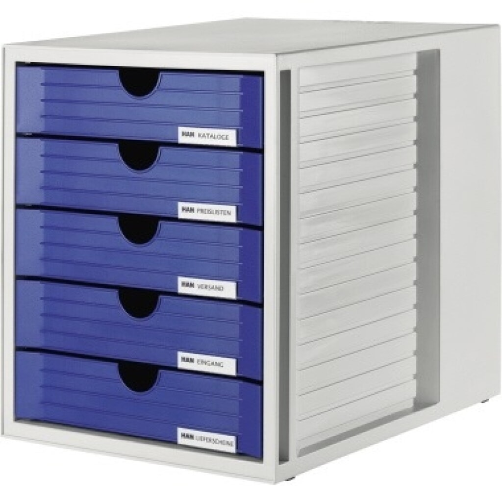 Produktabbildung: HAN Schubladenbox Systembox 1450-14 DIN C4 5Schubfächer bl