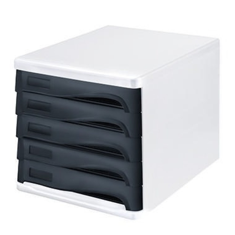 Produktabbildung Nr. 1: helit Schubladenbox economy H6129498 DIN A4-C4 l.gr/sw