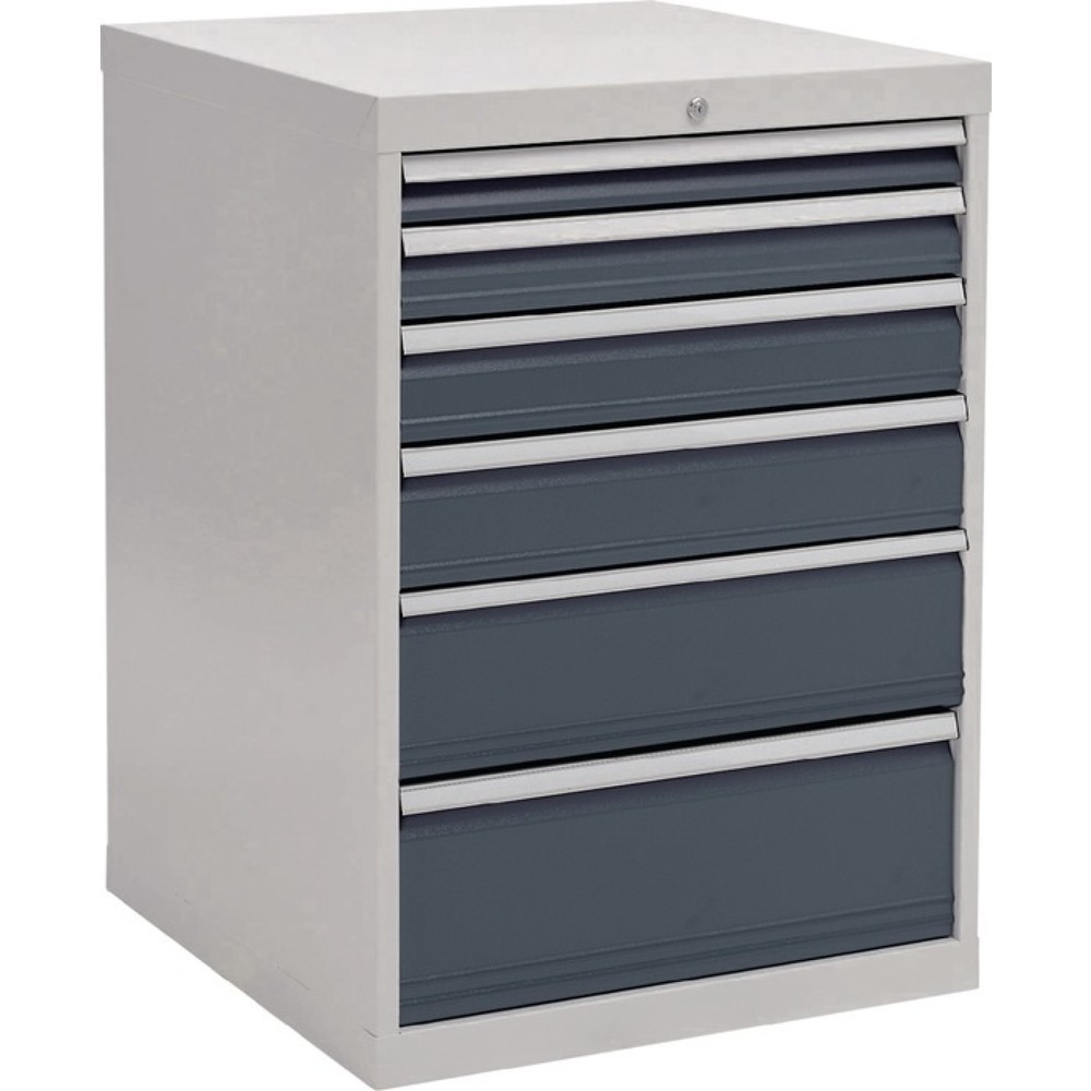 Produktabbildung: Schubladenschrank, lichtgrau/anthrazitgrau 6 Schubl., H1019xB705xT736mm, Vollauszug