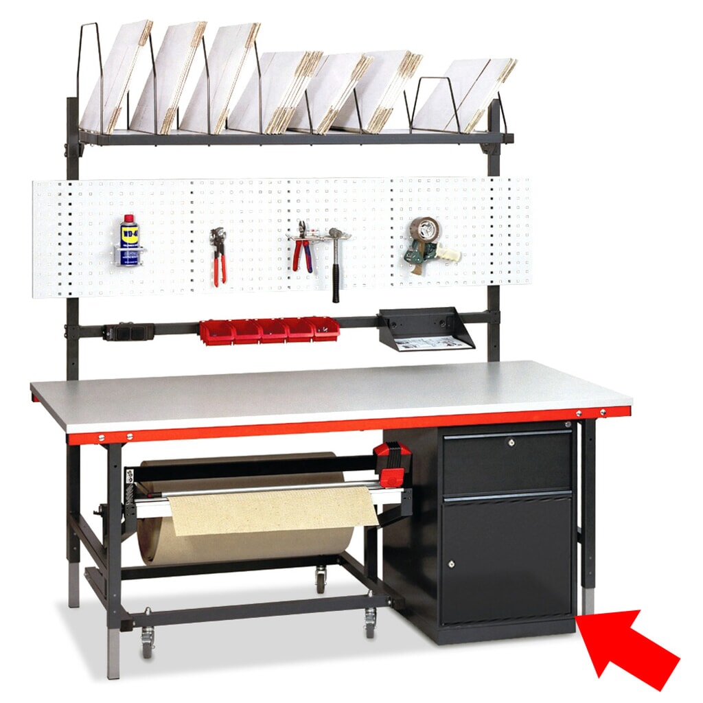 Produktabbildung: Schubladenschrank für Rocholz Packtisch-System, 1 Schublade, 1 Tür