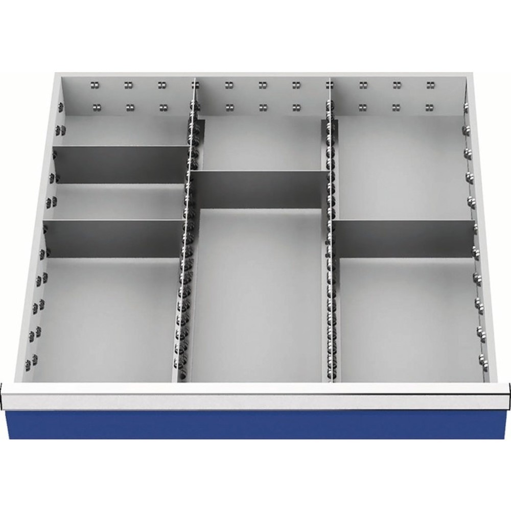Produktabbildung: Schubladenunterteilungsmaterial, 2 Längs-/4 Querteiler, Fronthöhe 100 - 125 mm