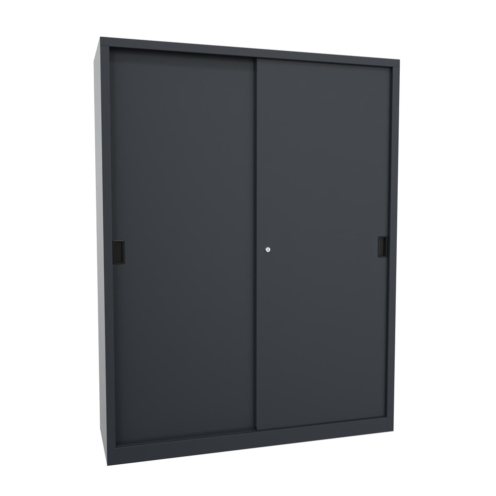 Product afbeelding: Schuifdeurenkast PAVOY met 8 legborden + scheidingswand, hxbxd 1.950 x 1.500 x 500 mm, antracietgrijs, antracietgrijs