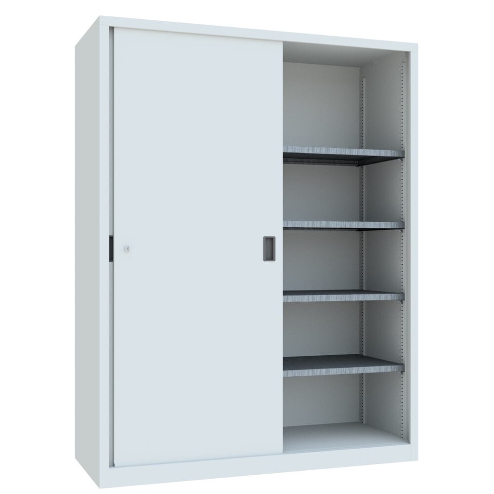 Productafbeelding nr. 3: Schuifdeurenkast PAVOY met 8 legborden + scheidingswand, hxbxd 1.950 x 1.500 x 600 mm, lichtgrijs, lichtgrijs