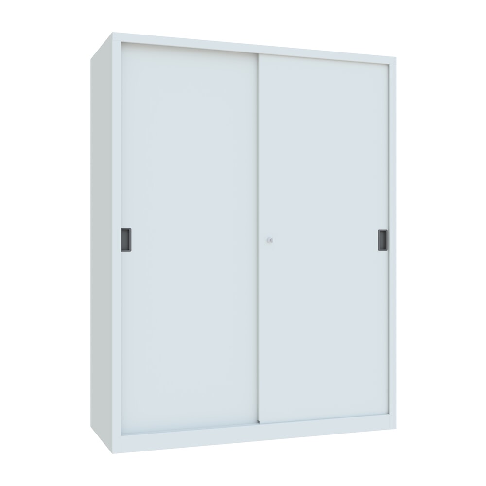 Product afbeelding: Schuifdeurenkast PAVOY met 8 legborden + scheidingswand, hxbxd 1.950 x 1.500 x 600 mm, lichtgrijs, lichtgrijs