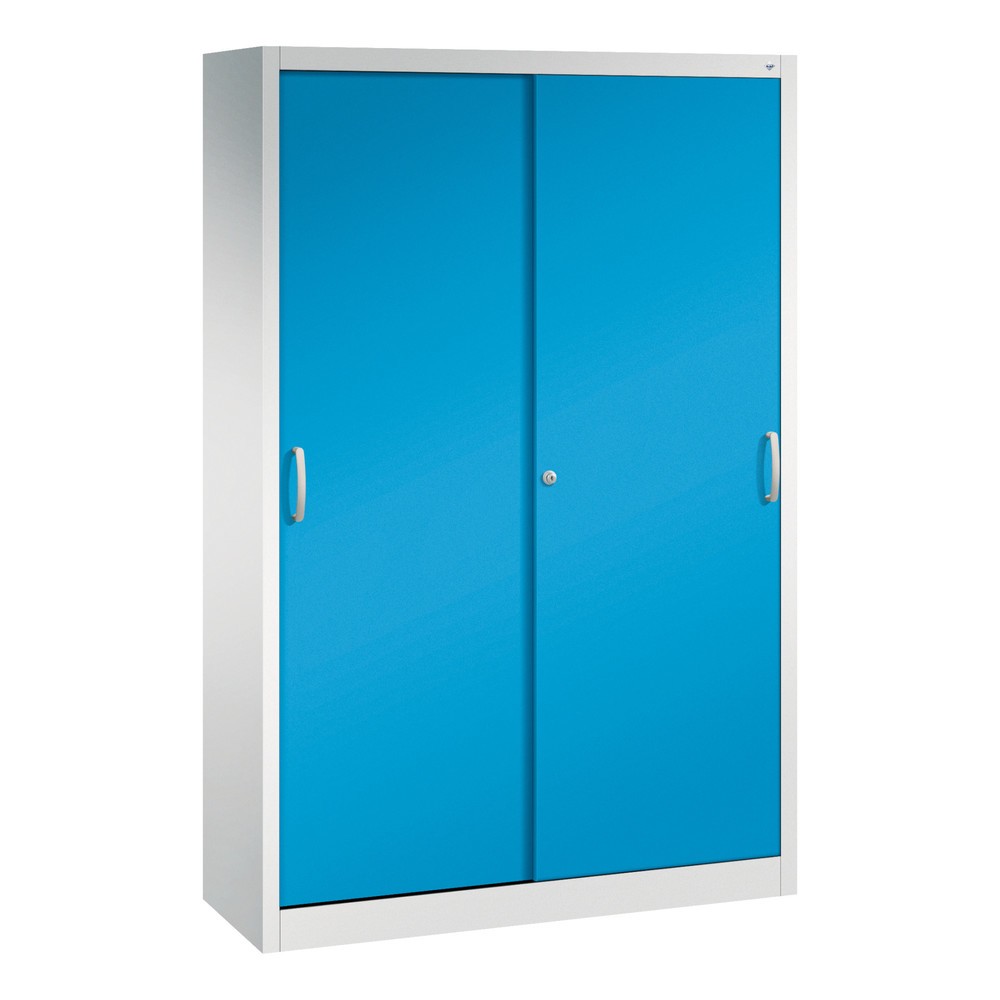 Product afbeelding: Schuifdeurkast, hxbxd 1.950 x 1.200 x 400 mm, lichtgrijs, lichtblauw