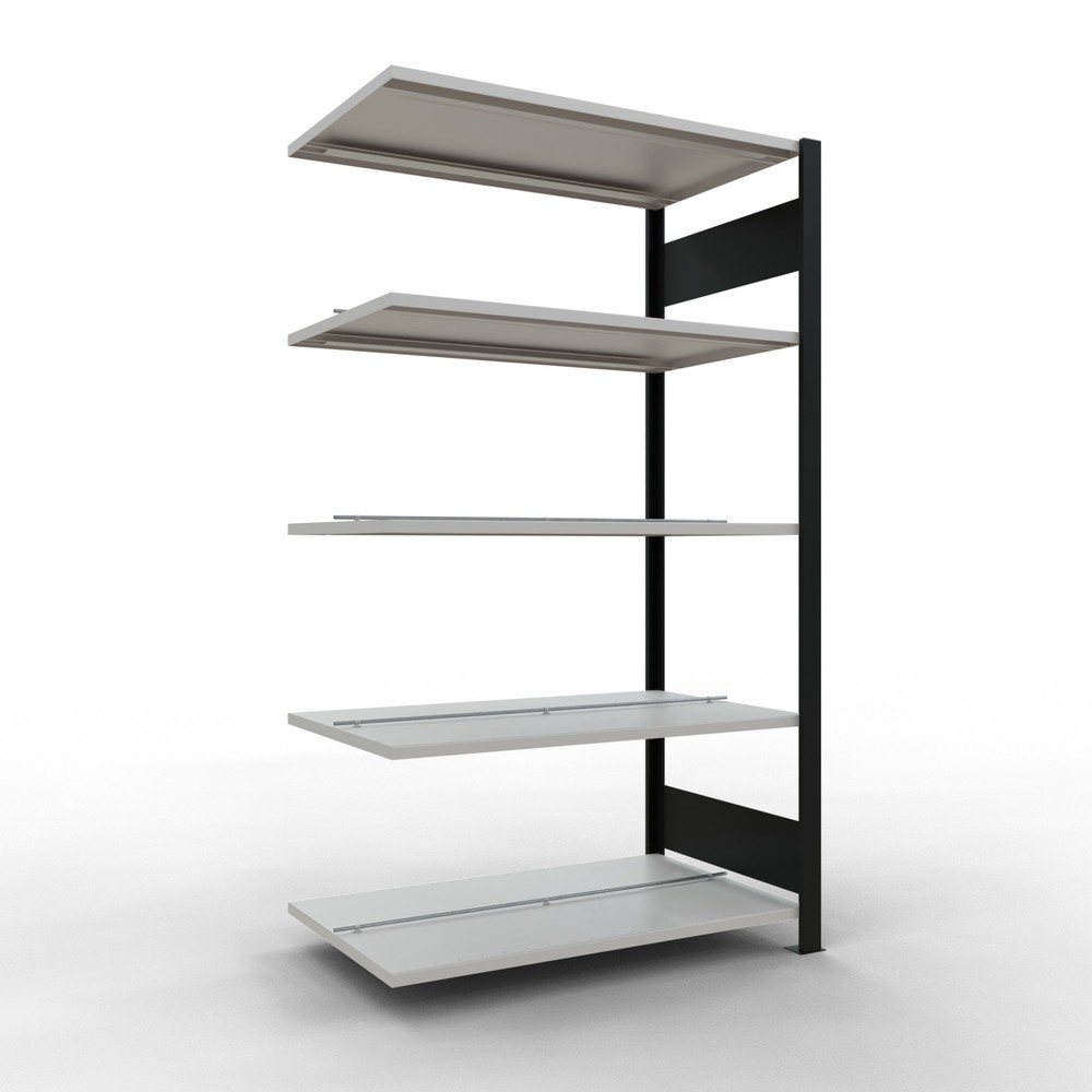 Produktabbildung: SCHULTE Aktenregal AF, doppelseitig, mit Mittelanschlägen, FL 150 kg, schwarz, HxBxT 1.800 x 1.000 x 600 mm