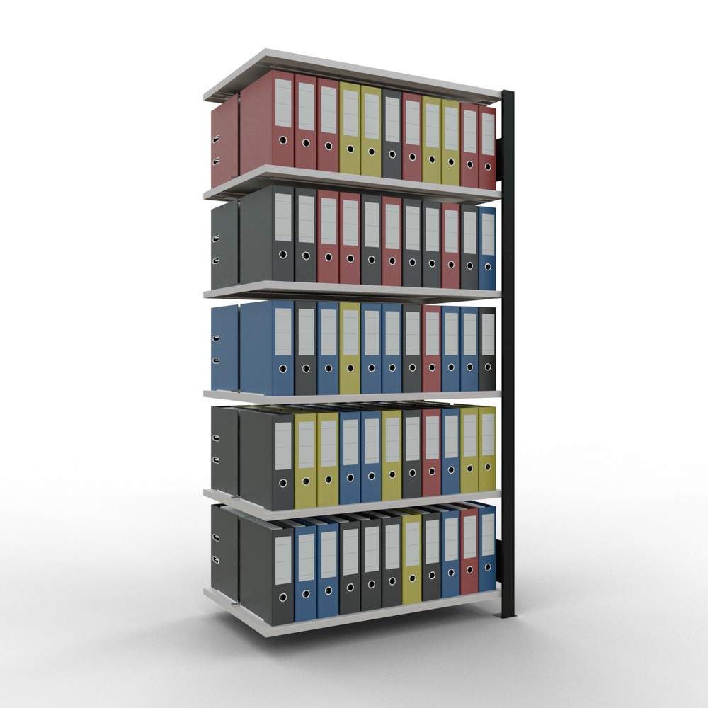 Produktabbildung Nr. 2: SCHULTE Aktenregal AF, doppelseitig, mit Mittelanschlägen, FL 150 kg, schwarz, HxBxT 2.000 x 1.000 x 600 mm