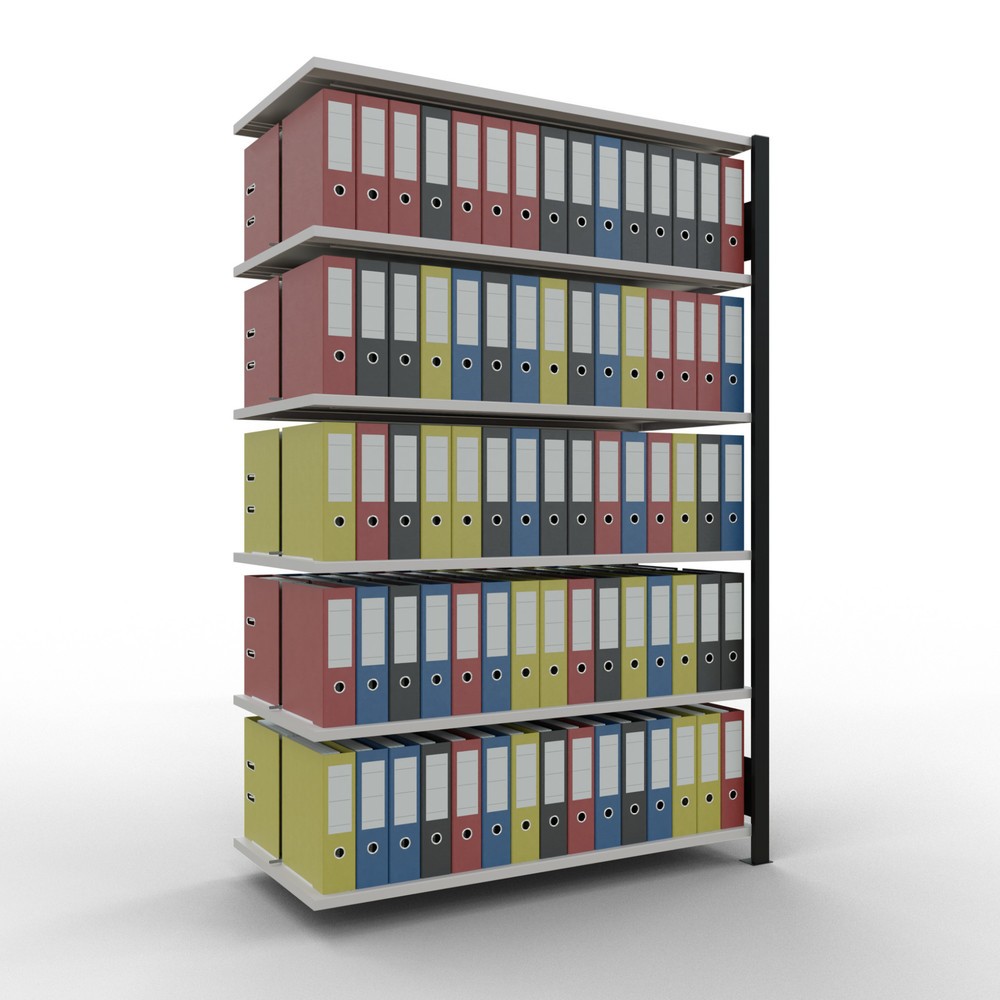Produktabbildung Nr. 2: SCHULTE Aktenregal AF, doppelseitig, mit Mittelanschlägen, FL 150 kg, schwarz, HxBxT 2.000 x 1.300 x 600 mm