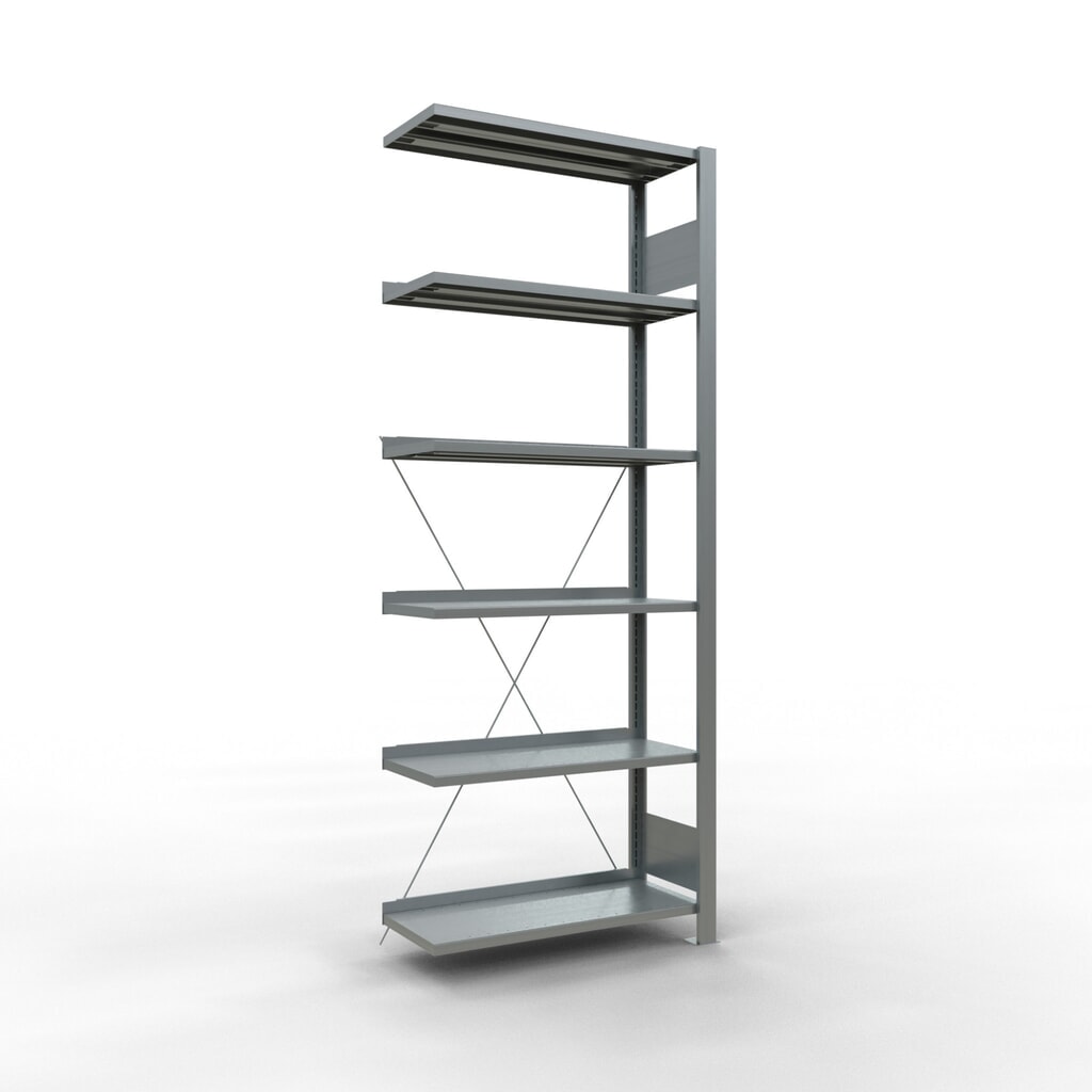 Produktabbildung: SCHULTE Aktenregal AF, einseitig, mit Endanschlägen, FL 85 kg, HxBxT 2.000 x 750 x 300 mm