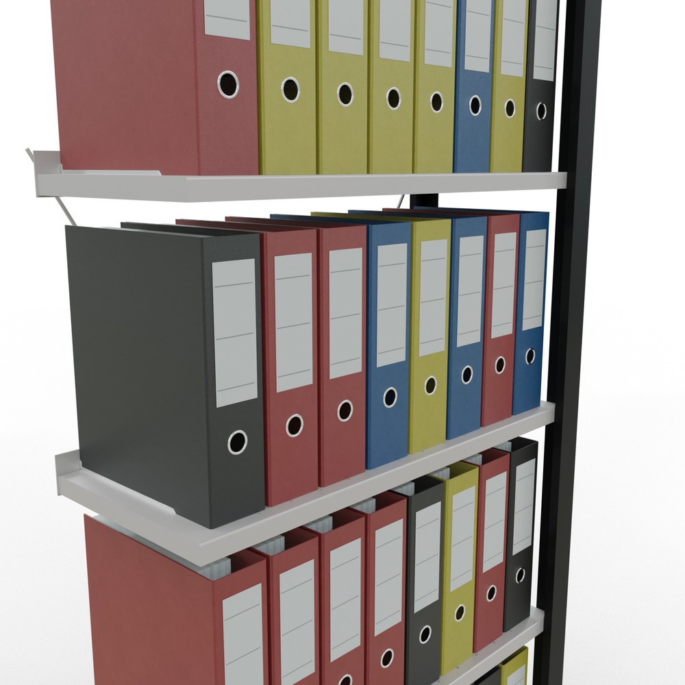 Produktabbildung Nr. 3: SCHULTE Aktenregal AF, einseitig, mit Endanschlägen, FL 85 kg, schwarz, HxBxT 2.000 x 750 x 300 mm
