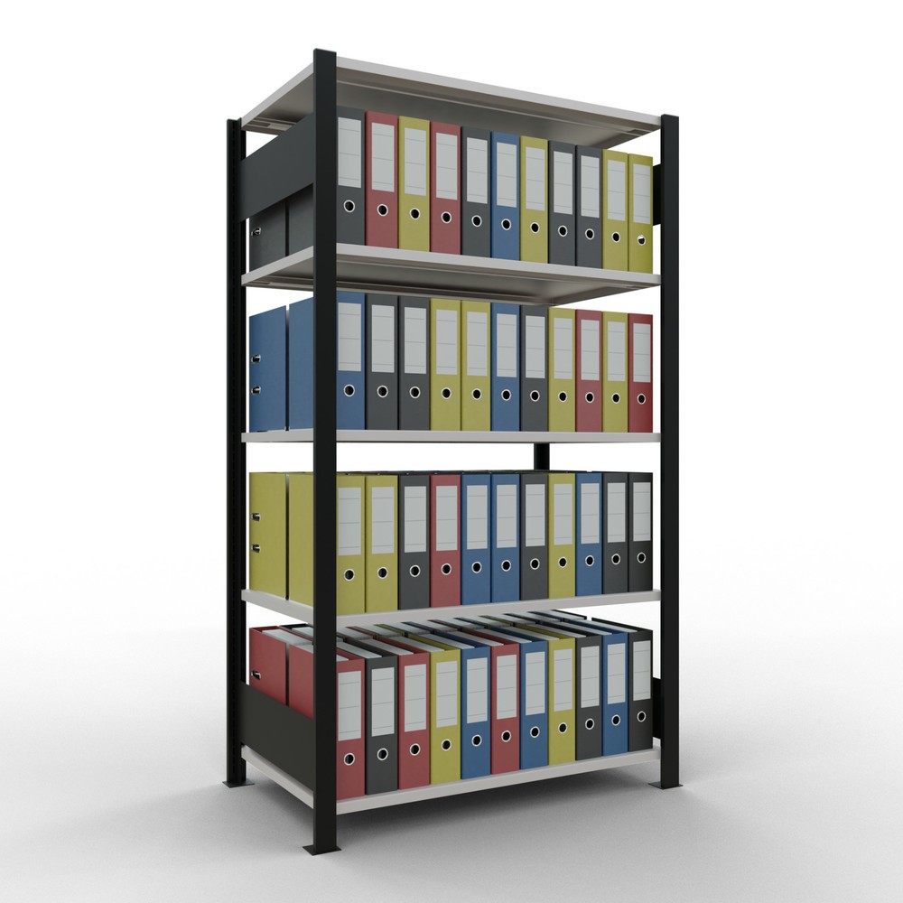 Produktabbildung Nr. 2: SCHULTE Aktenregal GF, doppelseitig, ohne Mittelanschläge, FL 150 kg, schwarz, HxBxT 1.800 x 1.000 x 600 mm