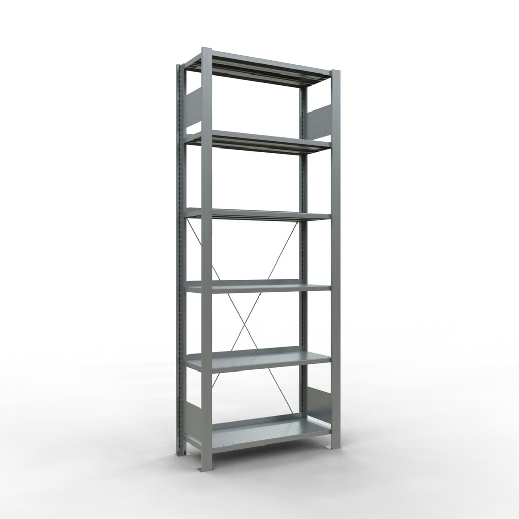 Produktabbildung: SCHULTE Aktenregal GF, einseitig, mit Endanschlägen, FL 85 kg, HxBxT 2.000 x 750 x 300 mm