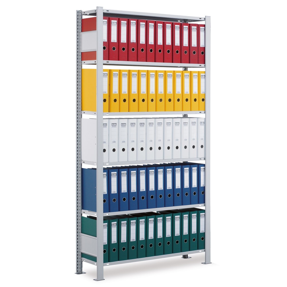 Produktabbildung: SCHULTE Aktenregal GF, einseitig, mit Endanschlägen, FL 85 kg, HxBxT 2.500 x 1.300 x 300 mm