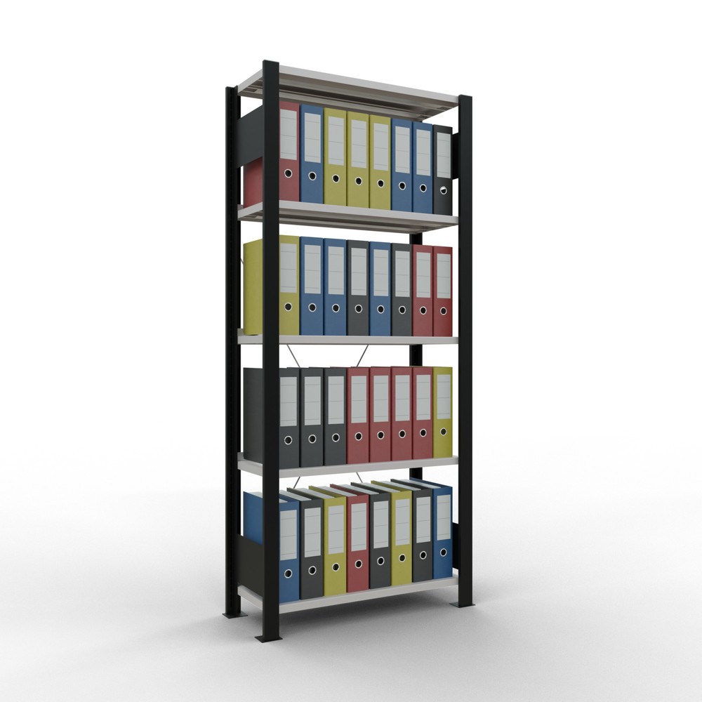 Produktabbildung Nr. 2: SCHULTE Aktenregal GF, einseitig, mit Endanschlägen, FL 85 kg, schwarz, HxBxT 1.800 x 750 x 300 mm