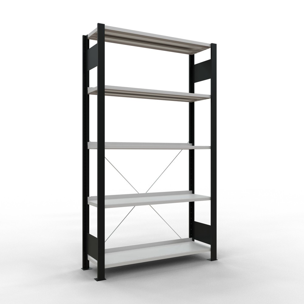 Produktabbildung: SCHULTE Aktenregal GF, einseitig, mit Endanschlägen, FL 85 kg, schwarz, HxBxT 1.800 x 1.000 x 300 mm