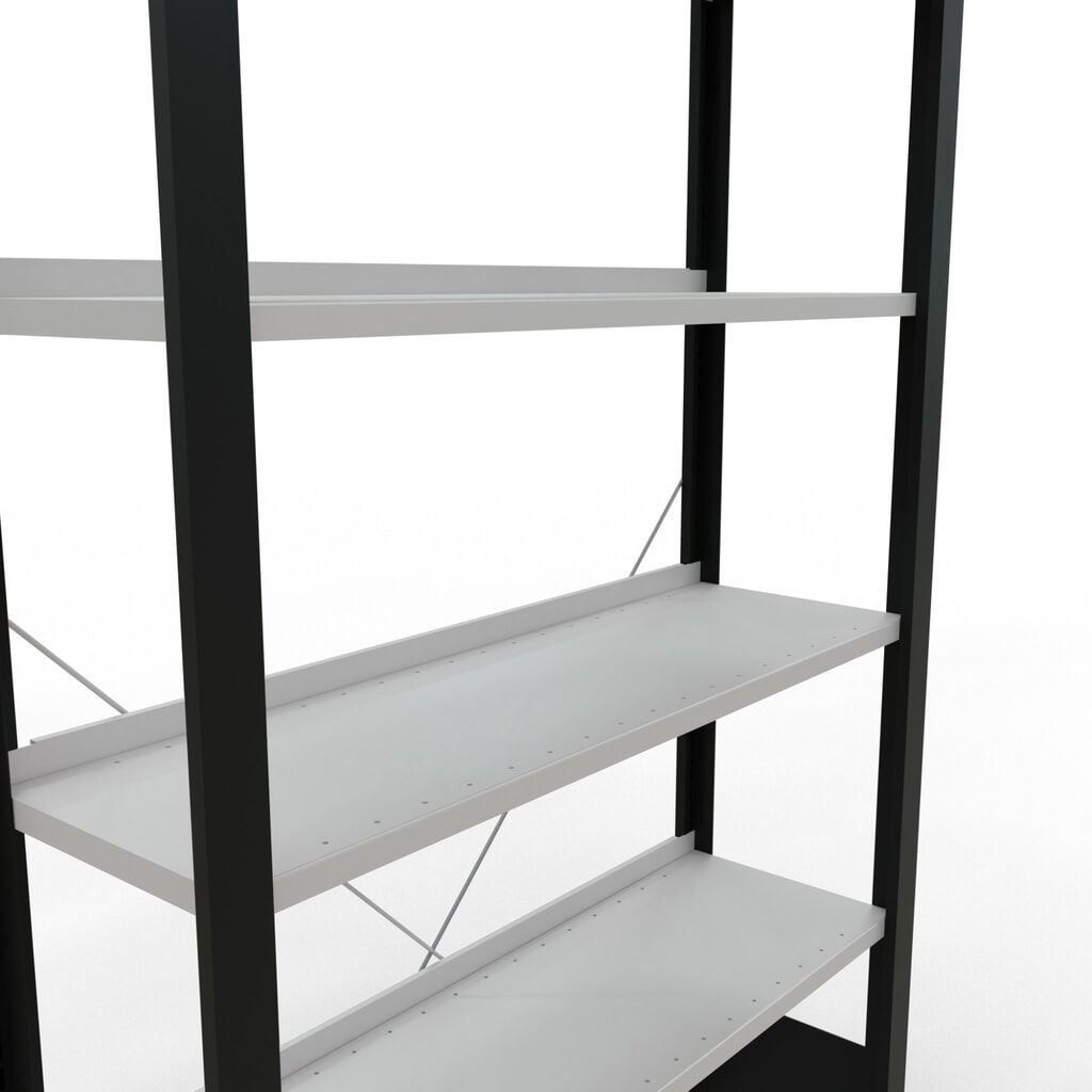 Produktabbildung Nr. 4: SCHULTE Aktenregal GF, einseitig, mit Endanschlägen, FL 85 kg, schwarz, HxBxT 2.000 x 1.000 x 300 mm