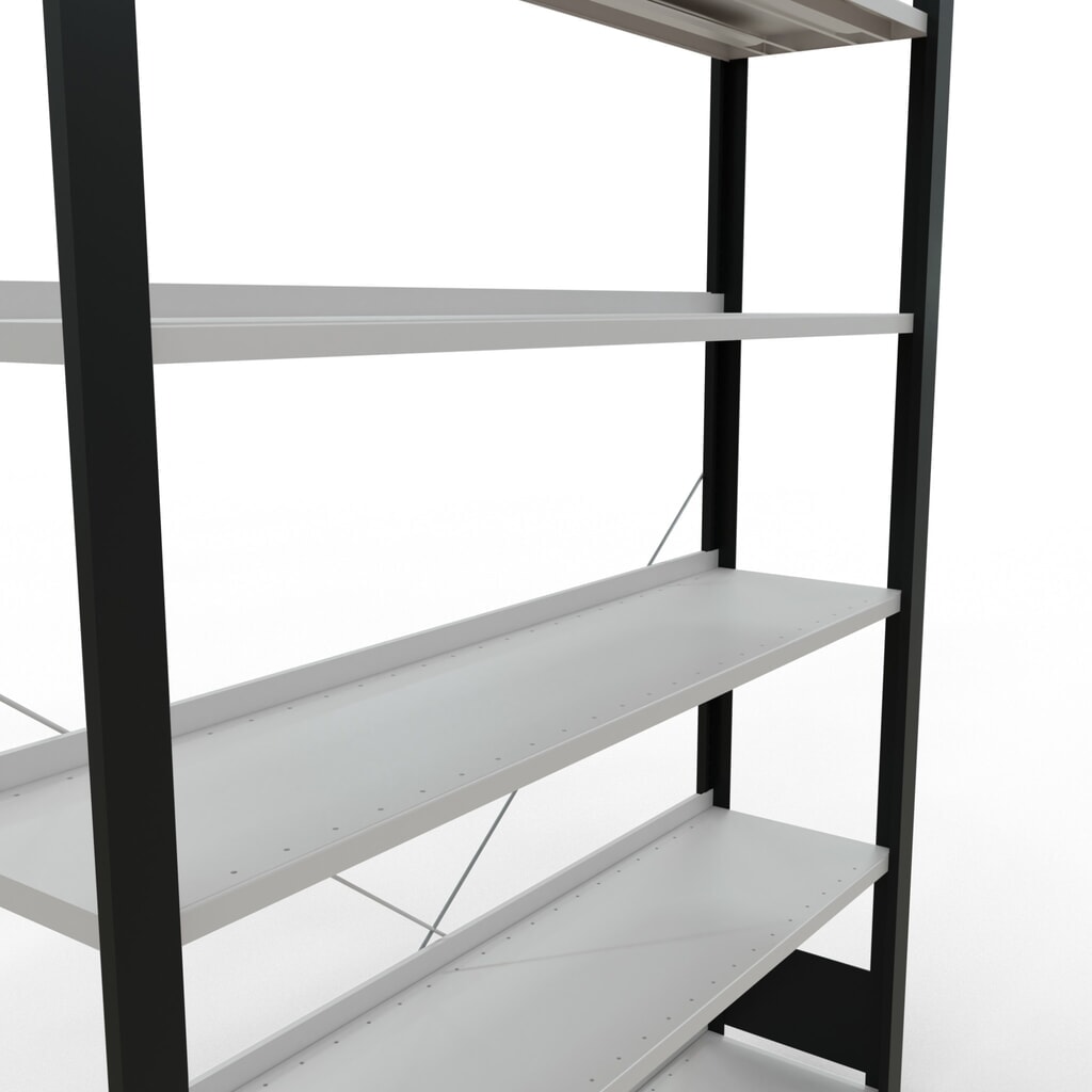 Produktabbildung Nr. 4: SCHULTE Aktenregal GF, einseitig, mit Endanschlägen, FL 85 kg, schwarz, HxBxT 2.000 x 1.300 x 300 mm