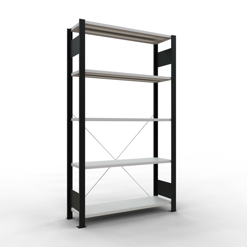 Produktabbildung: SCHULTE Aktenregal GF, einseitig, ohne Endanschläge, FL 85 kg, schwarz, HxBxT 1.800 x 1.000 x 300 mm