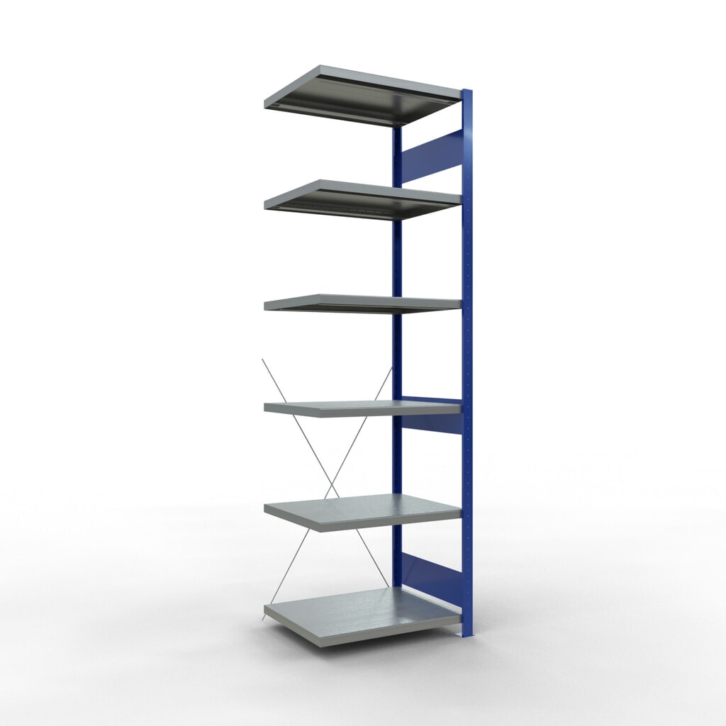 SCHULTE Fachbodenregal, AF, enzianblau/verzinkt, FL 250 kg, HxBxT 2.500 x 750 x 600 mm Produktabbildung: SCHULTE Fachbodenregal, AF, enzianblau/verzinkt, FL 250 kg, HxBxT 2.500 x 750 x 600 mm