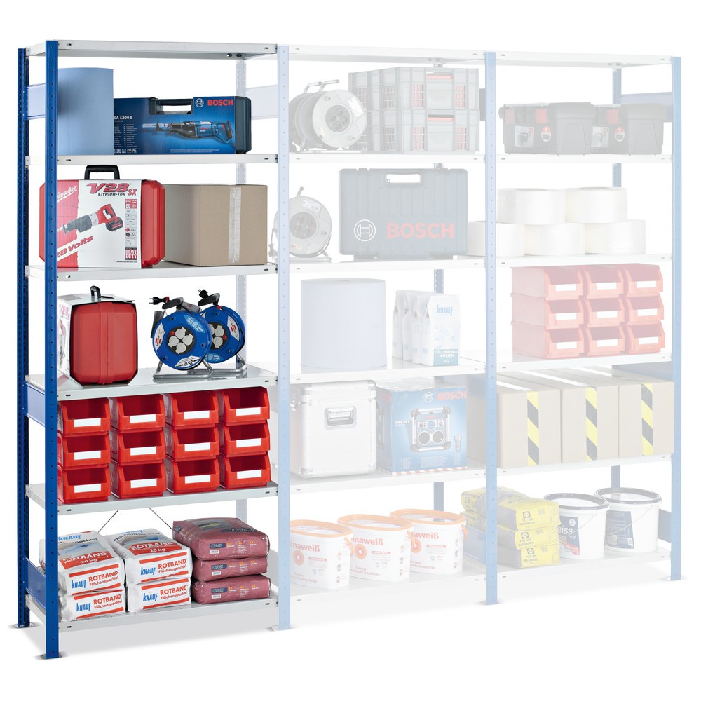 Produktabbildung: SCHULTE Fachbodenregal, AF, FL 250 kg, HxBxT 2.000 x 750 x 500 mm, enzianblau/lichtgrau