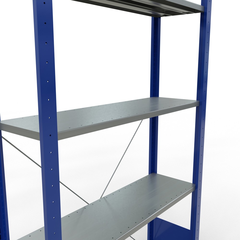 Produktabbildung Nr. 2: SCHULTE Fachbodenregal enzianblau/verzinkt mit 5 Stahlblechböden, Fachlast 150 kg, HxBxT 2.000 x 1.060 x 336 mm