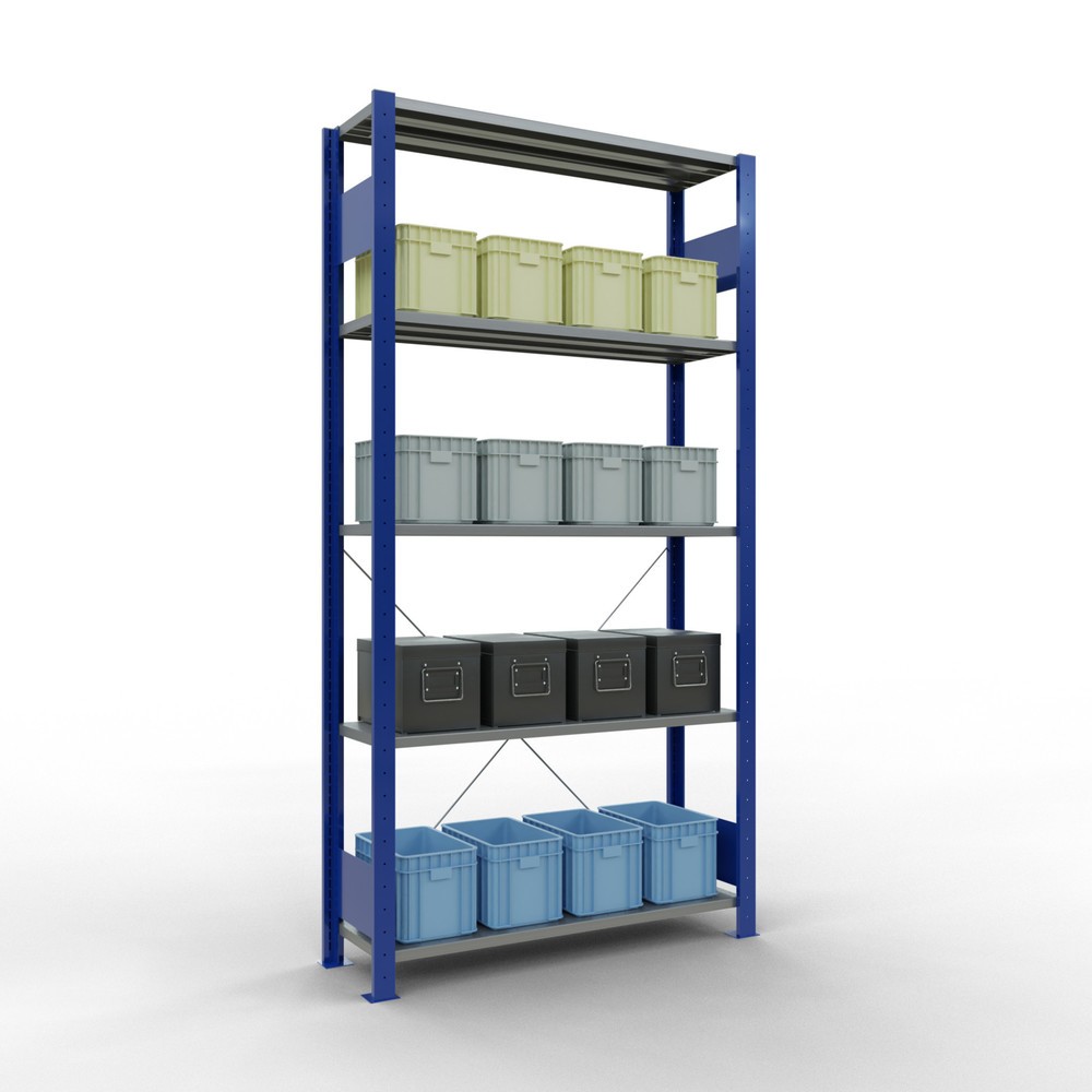 Produktabbildung Nr. 4: SCHULTE Fachbodenregal enzianblau/verzinkt mit 5 Stahlblechböden, Fachlast 150 kg, HxBxT 2.000 x 1.060 x 336 mm