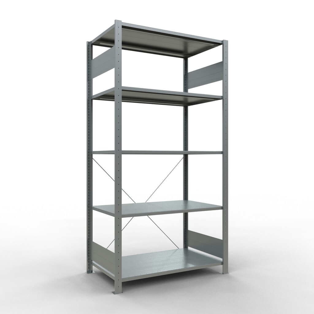 SCHULTE Fachbodenregal verzinkt mit 5 Stahlblechböden, Fachlast 150 kg, HxBxT 2.000 x 1.060 x 636 mm Produktabbildung: SCHULTE Fachbodenregal verzinkt mit 5 Stahlblechböden, Fachlast 150 kg, HxBxT 2.000 x 1.060 x 636 mm