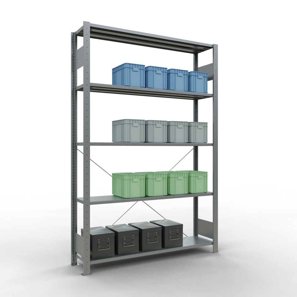 Produktabbildung Nr. 4: SCHULTE Fachbodenregal verzinkt mit 5 Stahlblechböden, Fachlast 150 kg, HxBxT 2.000 x 1.360 x 336 mm