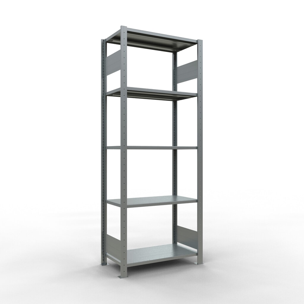 Produktabbildung: SCHULTE Fachbodenregal verzinkt mit 5 Stahlblechböden, Fachlast 150 kg, HxBxT 2.000 x 810 x 436 mm