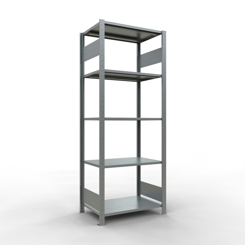 Produktabbildung: SCHULTE Fachbodenregal verzinkt mit 5 Stahlblechböden, Fachlast 150 kg, HxBxT 2.000 x 810 x 536 mm