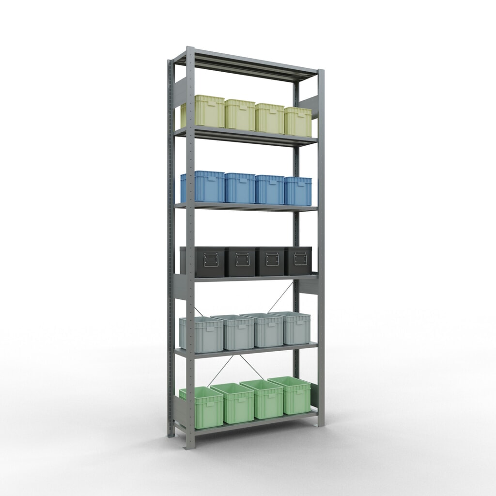 SCHULTE Fachbodenregal verzinkt, Fachlast 150 kg, HxBxT 2.500 x 1.060 x 336 mm Produktabbildung Nr. 4: SCHULTE Fachbodenregal verzinkt, Fachlast 150 kg, HxBxT 2.500 x 1.060 x 336 mm
