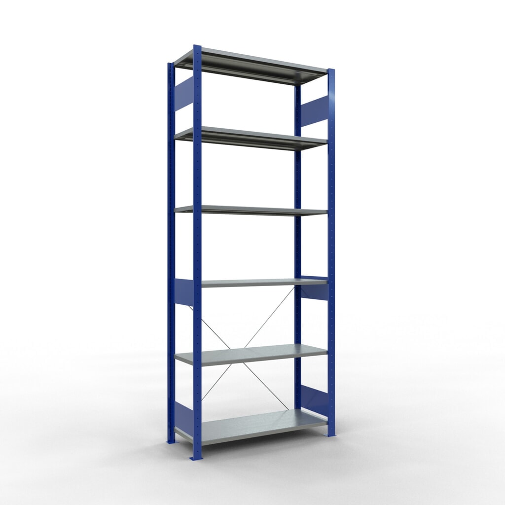 Produktabbildung: SCHULTE Fachbodenregal enzianblau/verzinkt, Fachlast 150 kg, HxBxT 2.500 x 1.060 x 436 mm