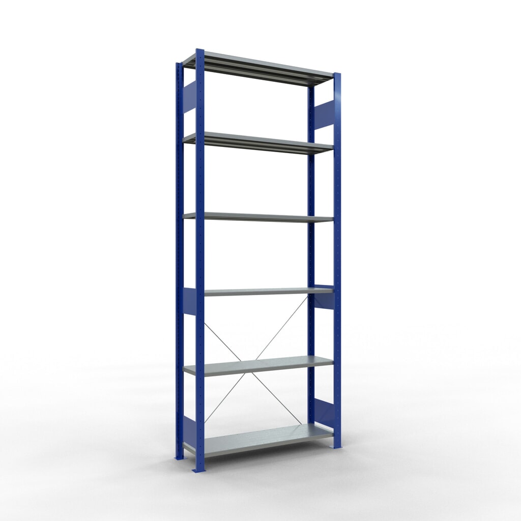 Produktabbildung: SCHULTE Fachbodenregal enzianblau/verzinkt, Fachlast 150 kg, HxBxT 2.500 x 1.060 x 336 mm