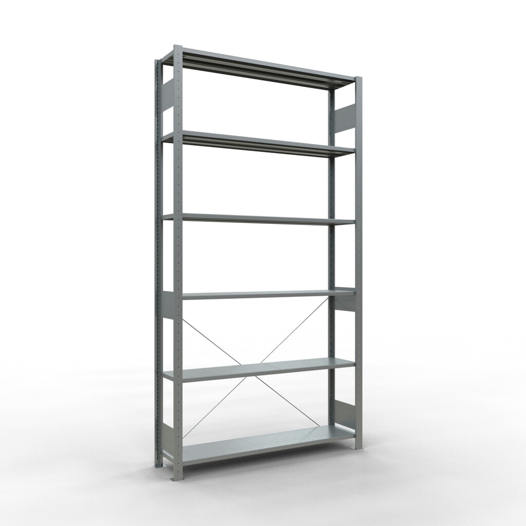 SCHULTE Fachbodenregal verzinkt, Fachlast 150 kg, HxBxT 2.500 x 1.360 x 336 mm Produktabbildung: SCHULTE Fachbodenregal verzinkt, Fachlast 150 kg, HxBxT 2.500 x 1.360 x 336 mm