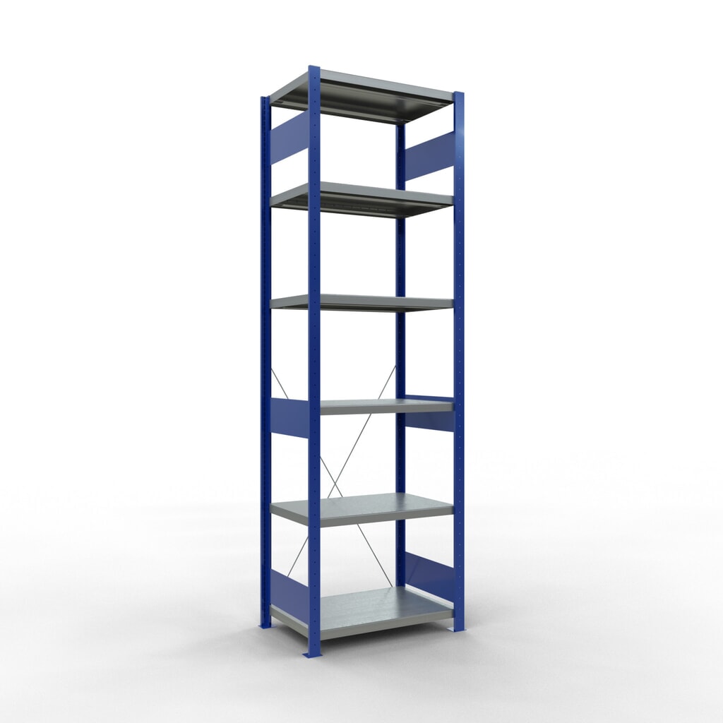 SCHULTE Fachbodenregal, enzianblau/verzinkt, Fachlast 250 kg, HxBxT 2.500 x 810 x 536 mm Produktabbildung: SCHULTE Fachbodenregal, enzianblau/verzinkt, Fachlast 250 kg, HxBxT 2.500 x 810 x 536 mm
