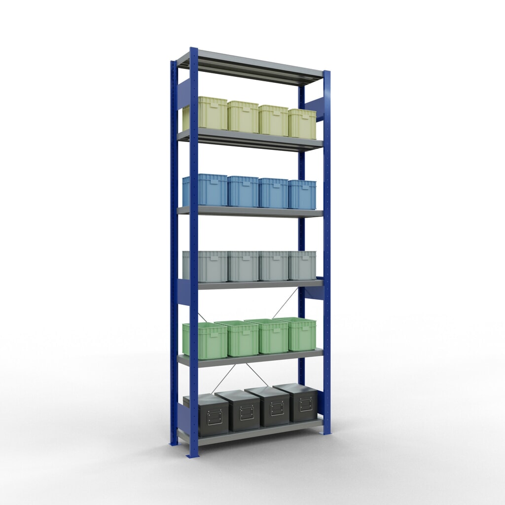 SCHULTE Fachbodenregal enzianblau/verzinkt, Fachlast 330 kg, HxBxT 2.500 x 1.060 x 336 mm Produktabbildung Nr. 3: SCHULTE Fachbodenregal enzianblau/verzinkt, Fachlast 330 kg, HxBxT 2.500 x 1.060 x 336 mm